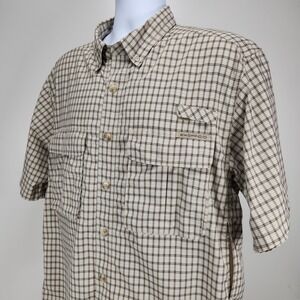 ExOfficio Shirt Mens‎ Large Plaid Short Sleeve Button Up Vented Outdoor Fishing